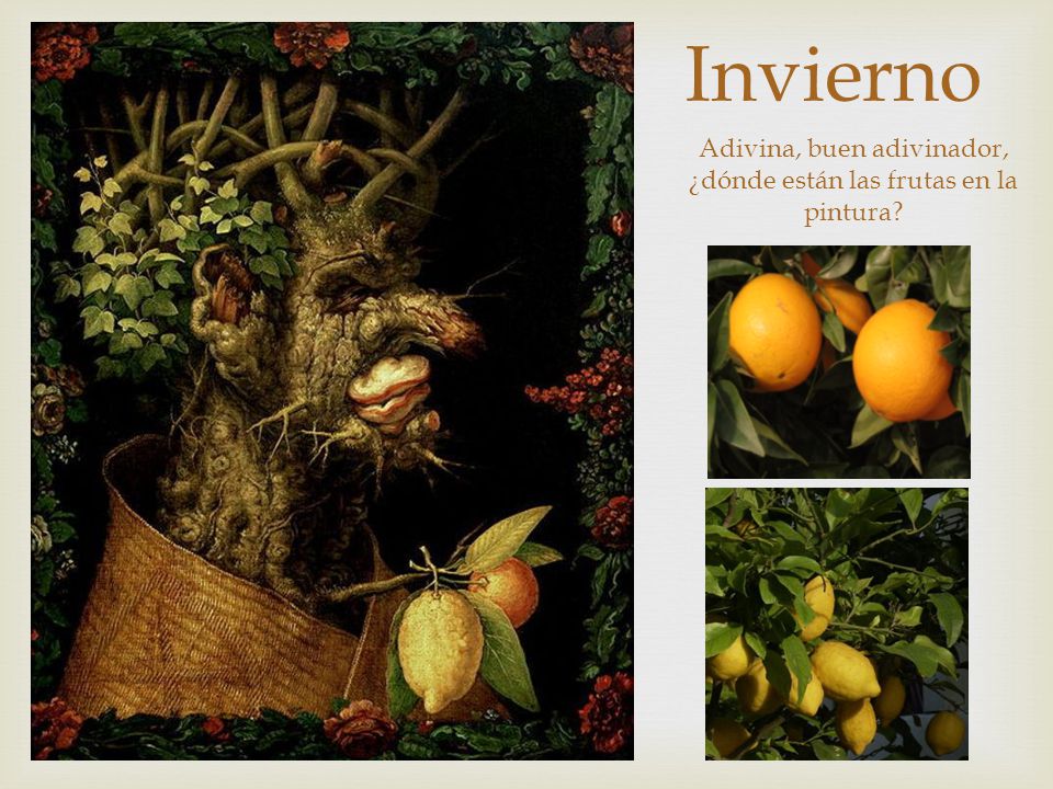 Adivina, buen adivinador, ¿dónde están las frutas en la pintura
