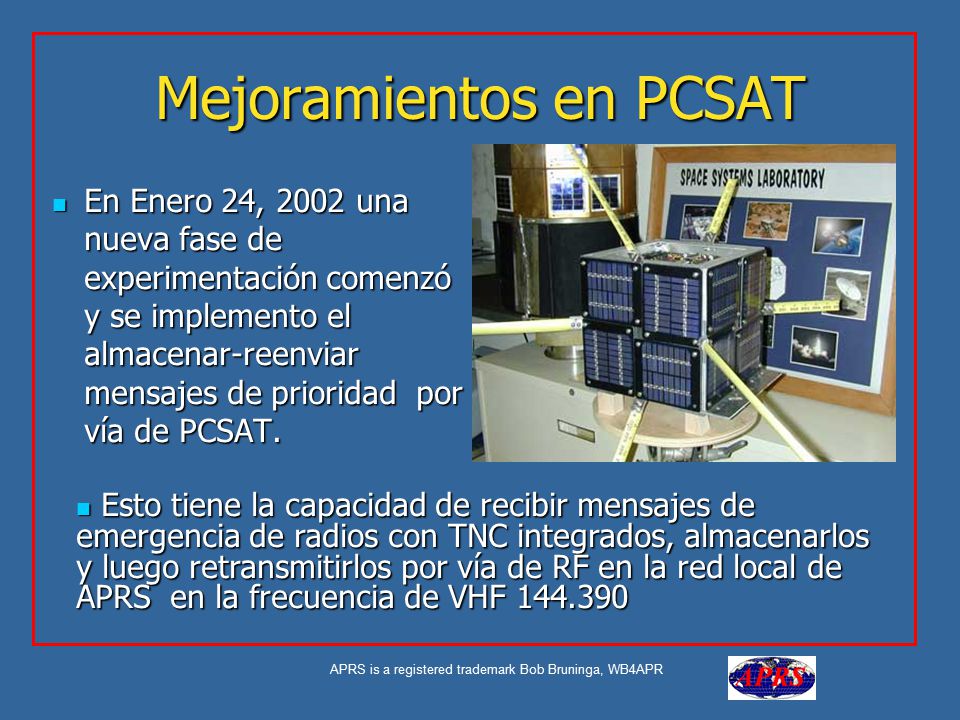 Mejoramientos en PCSAT