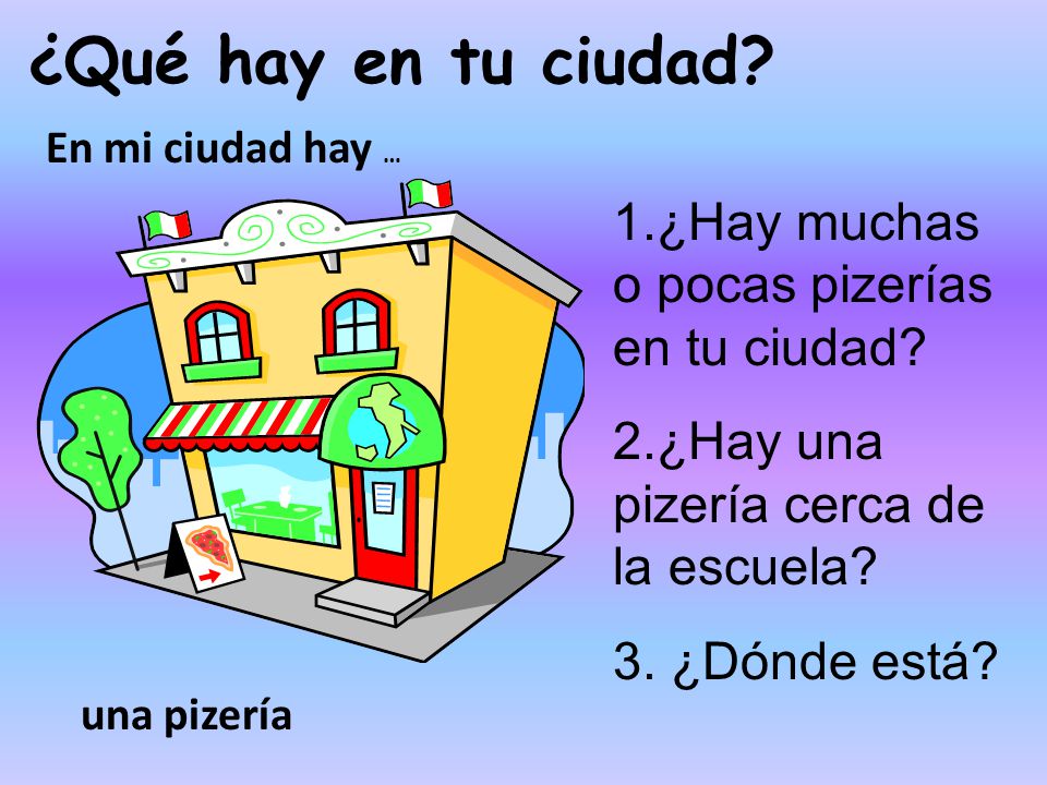 ¿Qué hay en tu ciudad 1.¿Hay muchas o pocas pizerías en tu ciudad