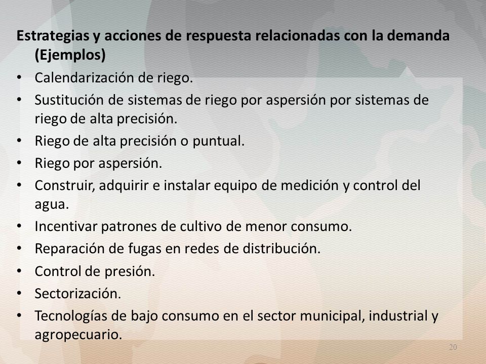 Estrategias y acciones de respuesta relacionadas con la demanda (Ejemplos)