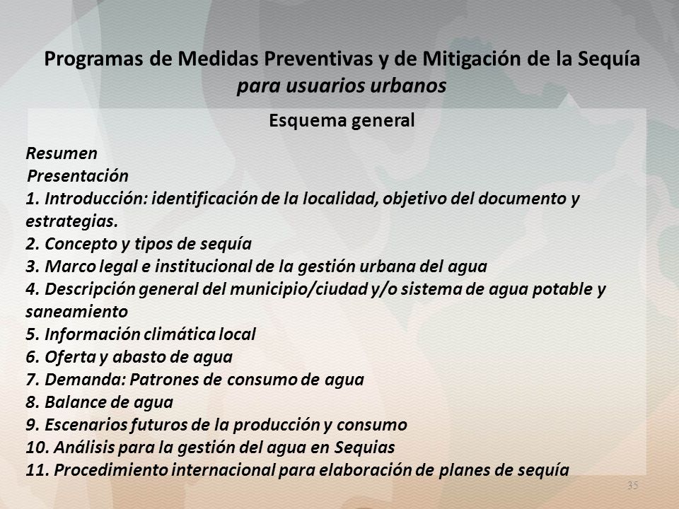 Programas de Medidas Preventivas y de Mitigación de la Sequía