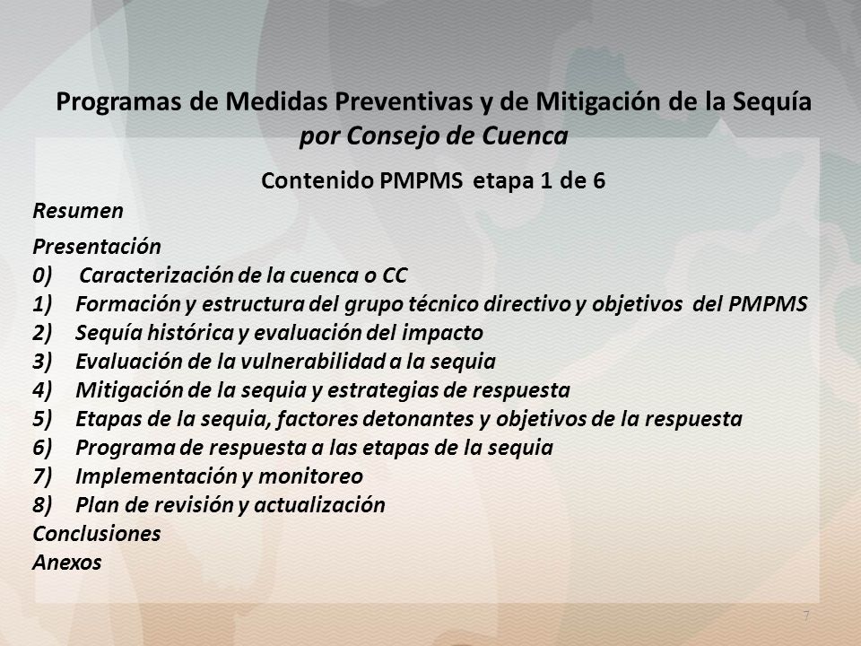 Programas de Medidas Preventivas y de Mitigación de la Sequía
