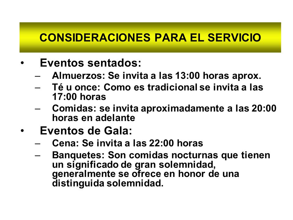 CONSIDERACIONES PARA EL SERVICIO