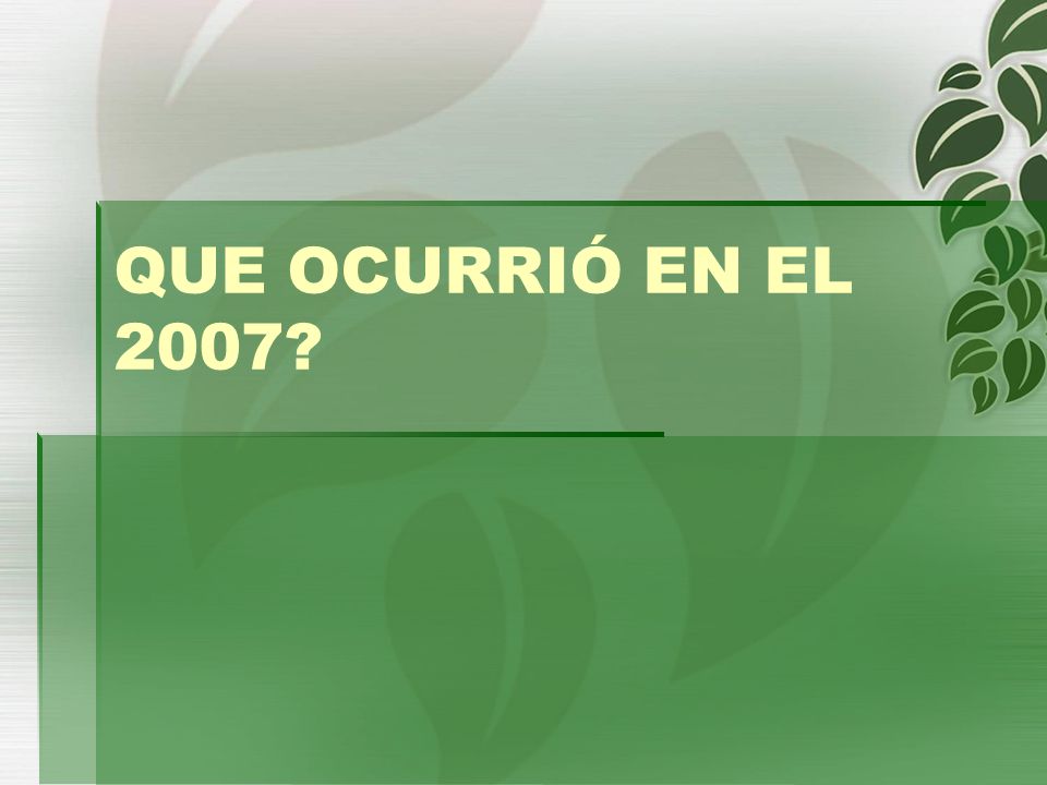 QUE OCURRIÓ EN EL 2007