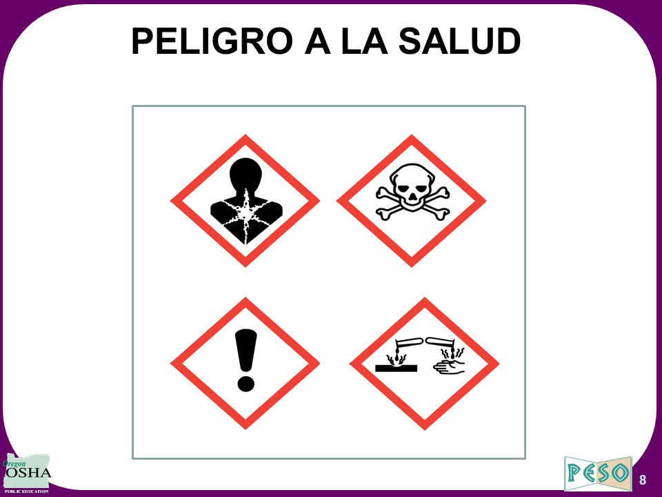 PELIGRO A LA SALUD These Overhead Slides Correspond to Oregon OSHA’s Hazard Communication Aligned with GHS Worbook.
