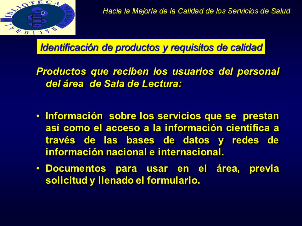 Identificación de productos y requisitos de calidad