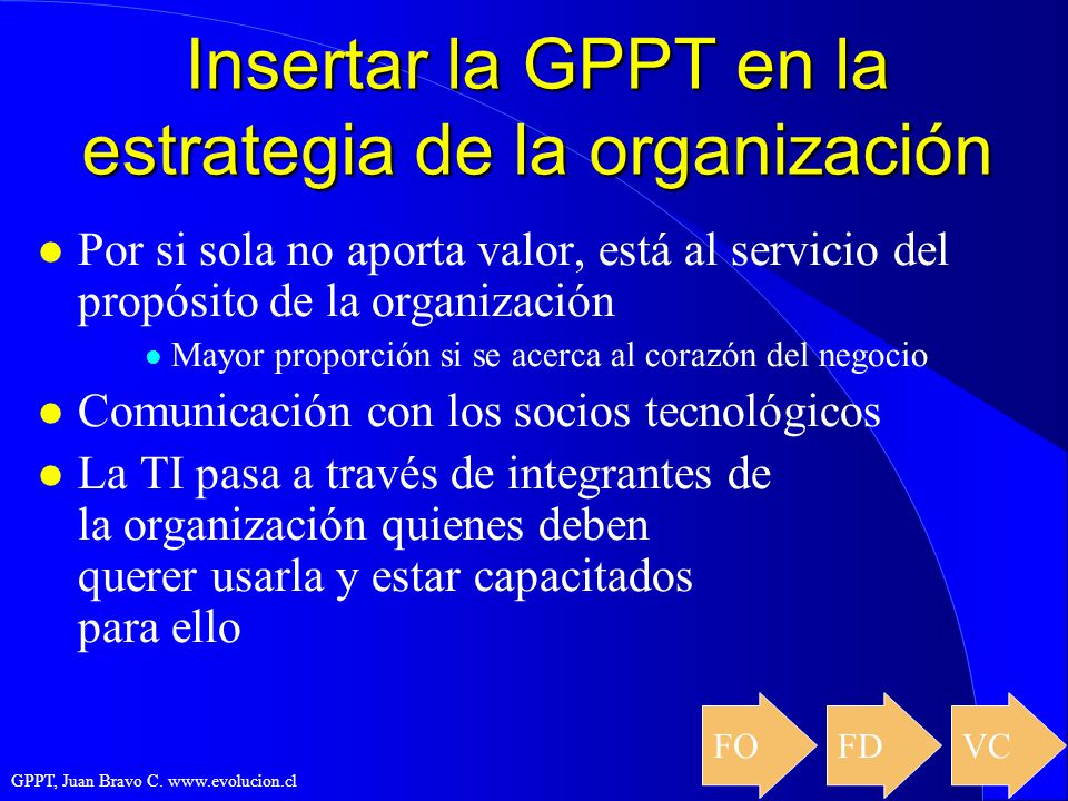 Insertar la GPPT en la estrategia de la organización