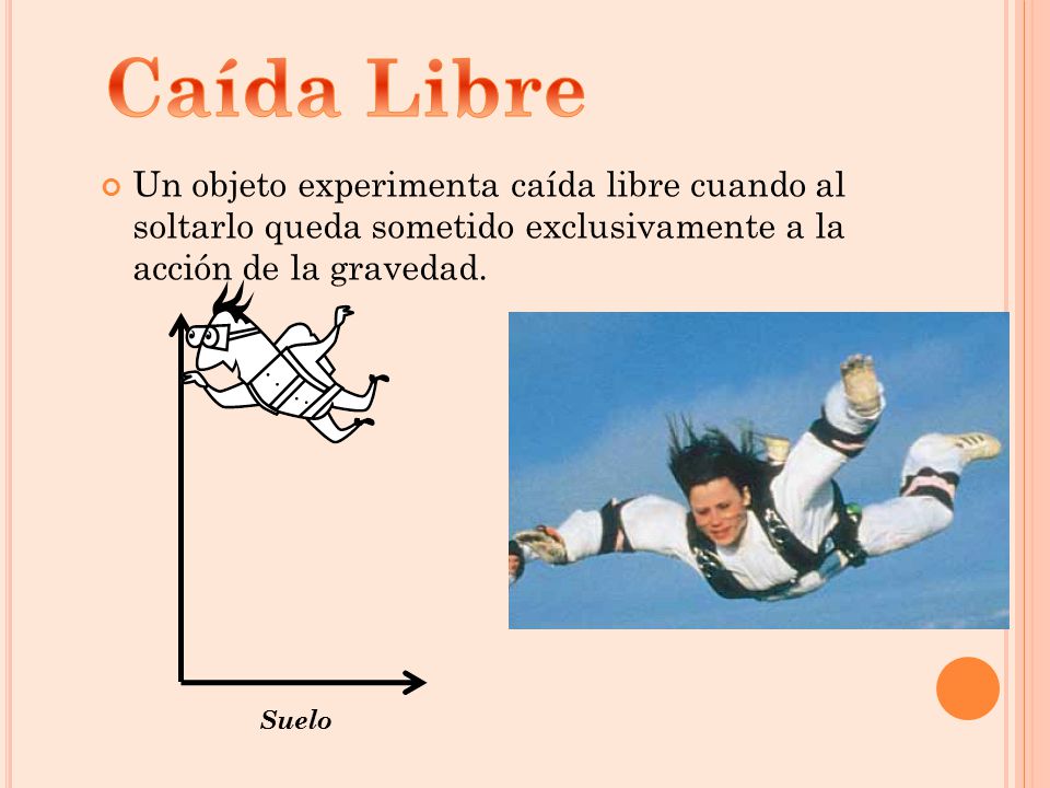 Caída Libre Un objeto experimenta caída libre cuando al soltarlo queda sometido exclusivamente a la acción de la gravedad.