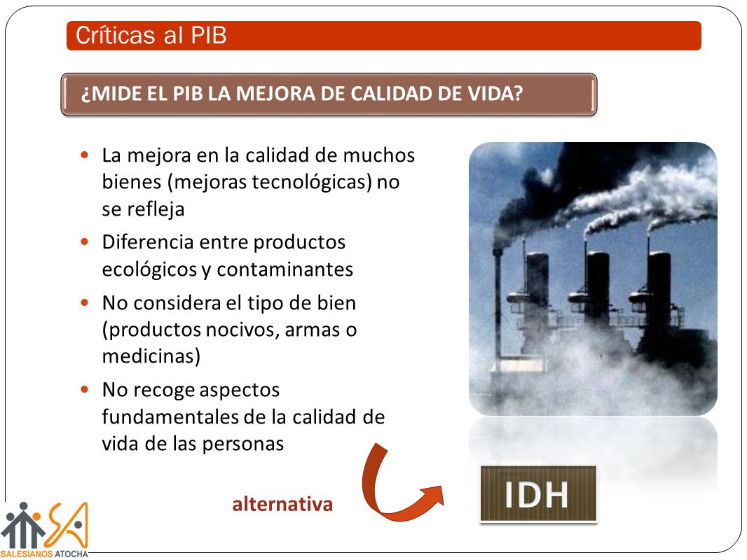 IDH Críticas al PIB ¿MIDE EL PIB LA MEJORA DE CALIDAD DE VIDA