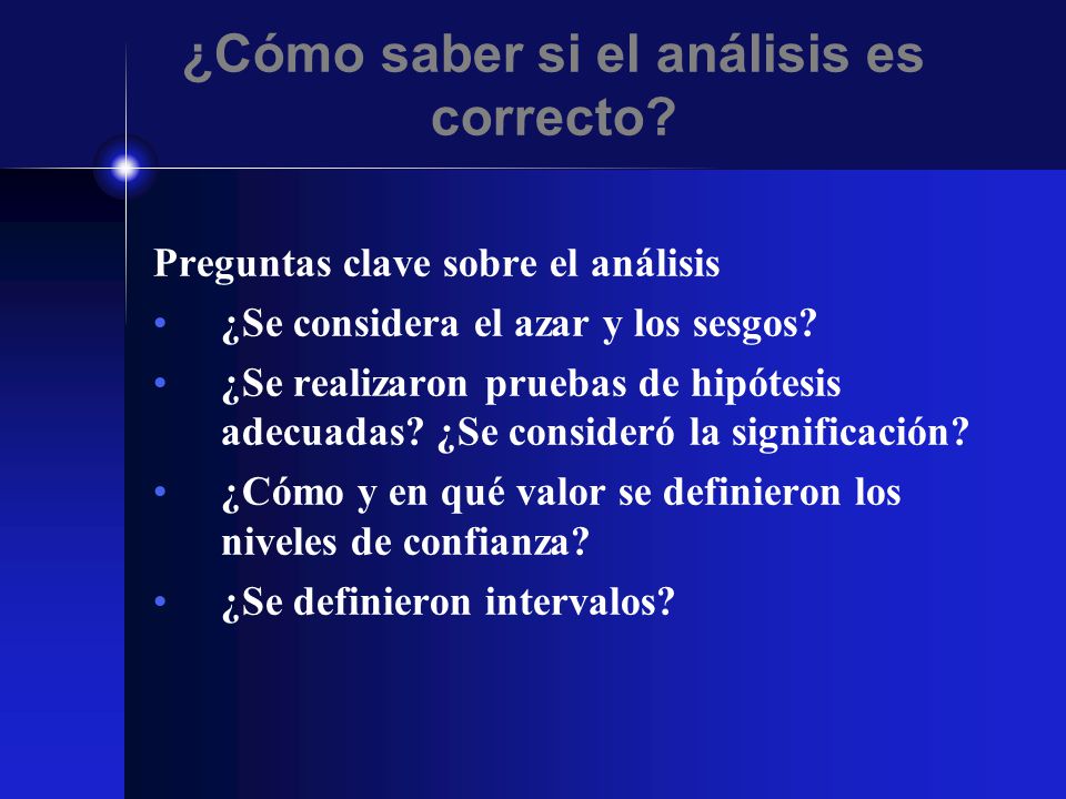 ¿Cómo saber si el análisis es correcto