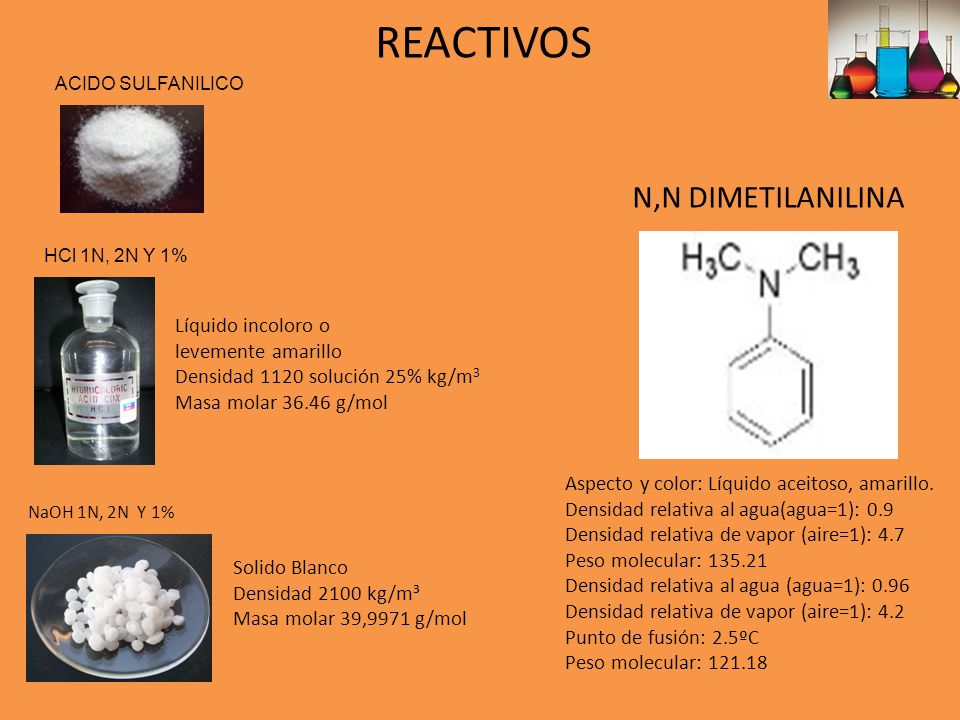 REACTIVOS N,N DIMETILANILINA Líquido incoloro o levemente amarillo