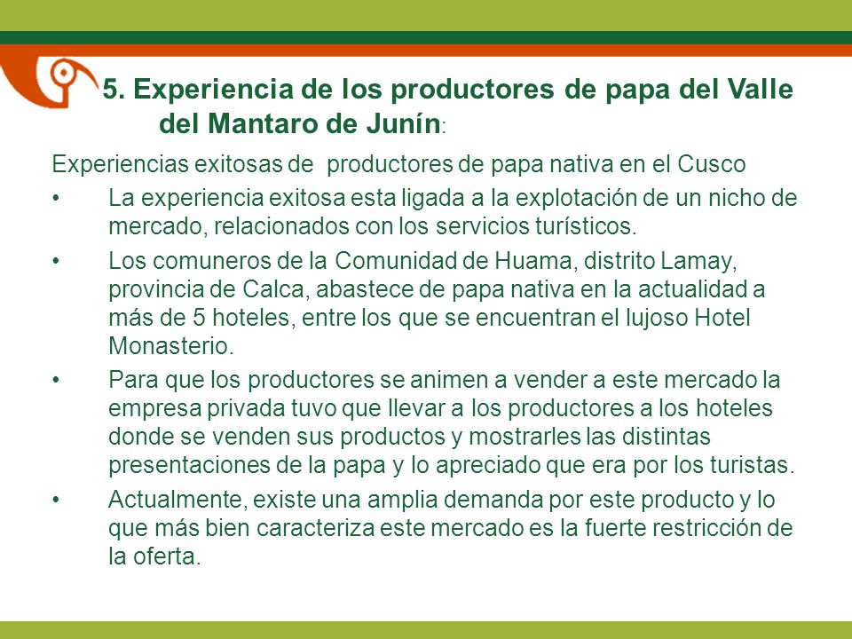 5. Experiencia de los productores de papa del Valle del Mantaro de Junín: