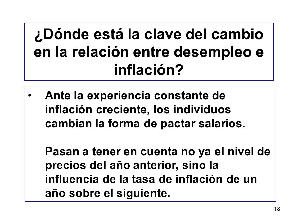 ¿Dónde está la clave del cambio en la relación entre desempleo e inflación