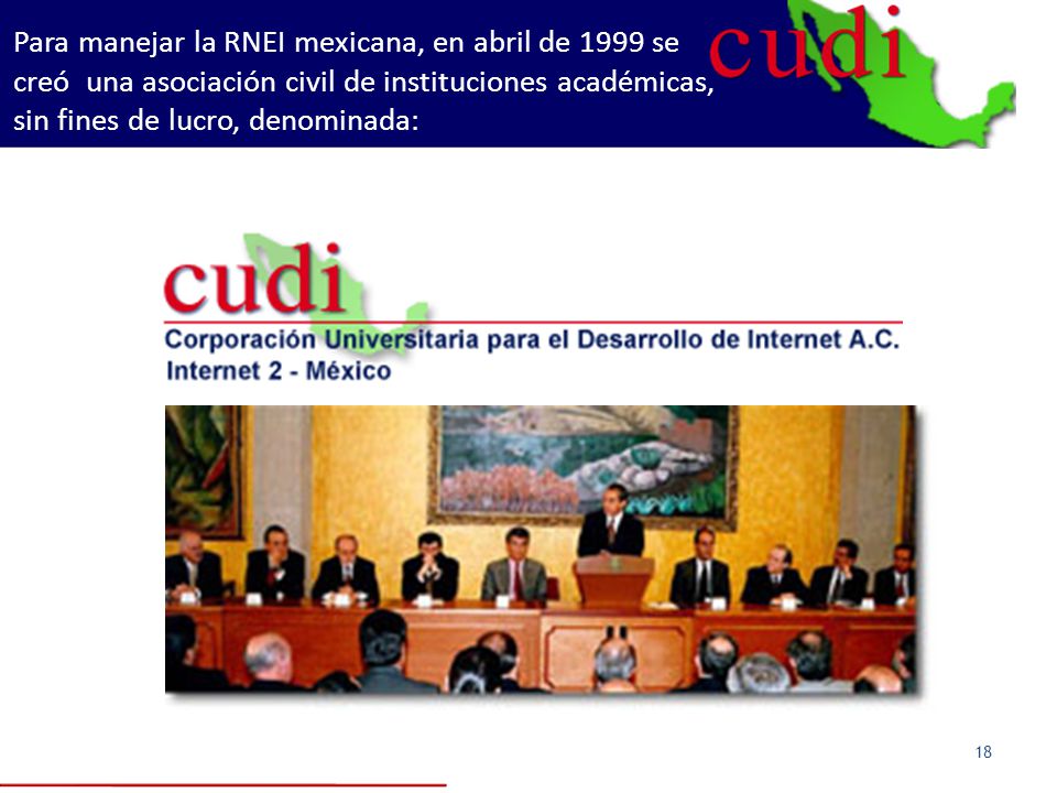 Para manejar la RNEI mexicana, en abril de 1999 se creó una asociación civil de instituciones académicas, sin fines de lucro, denominada: