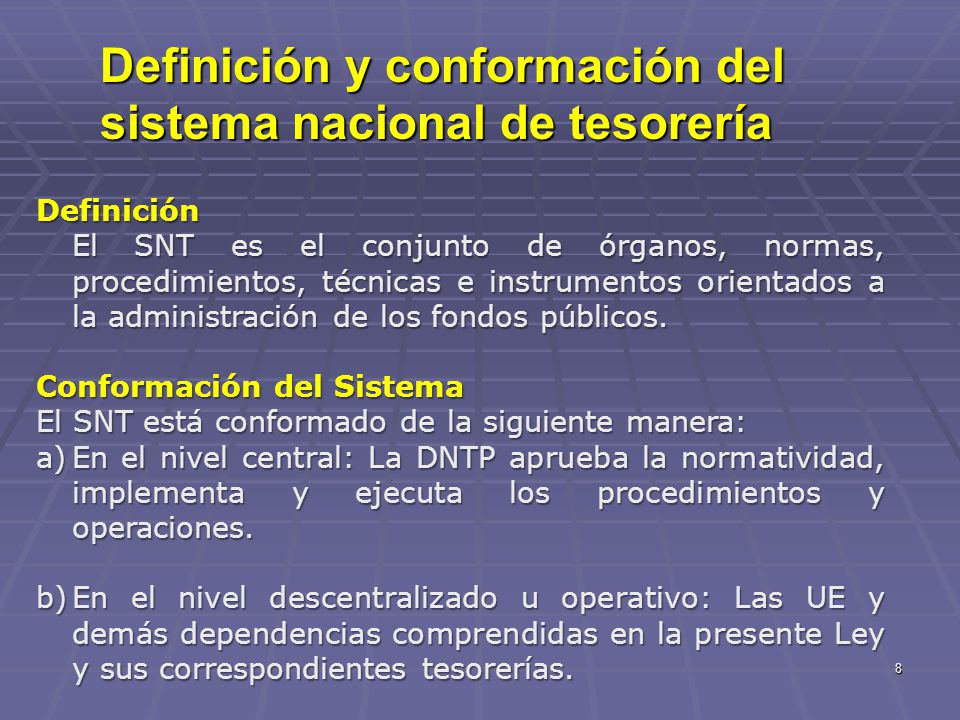 Definición y conformación del sistema nacional de tesorería