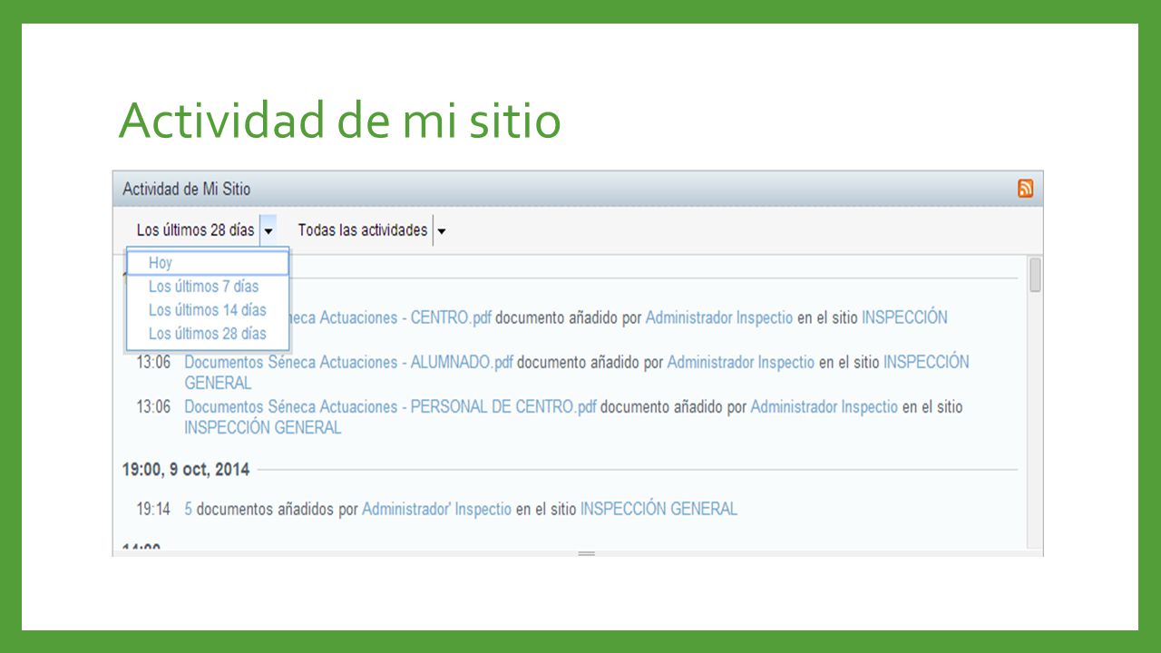 Actividad de mi sitio