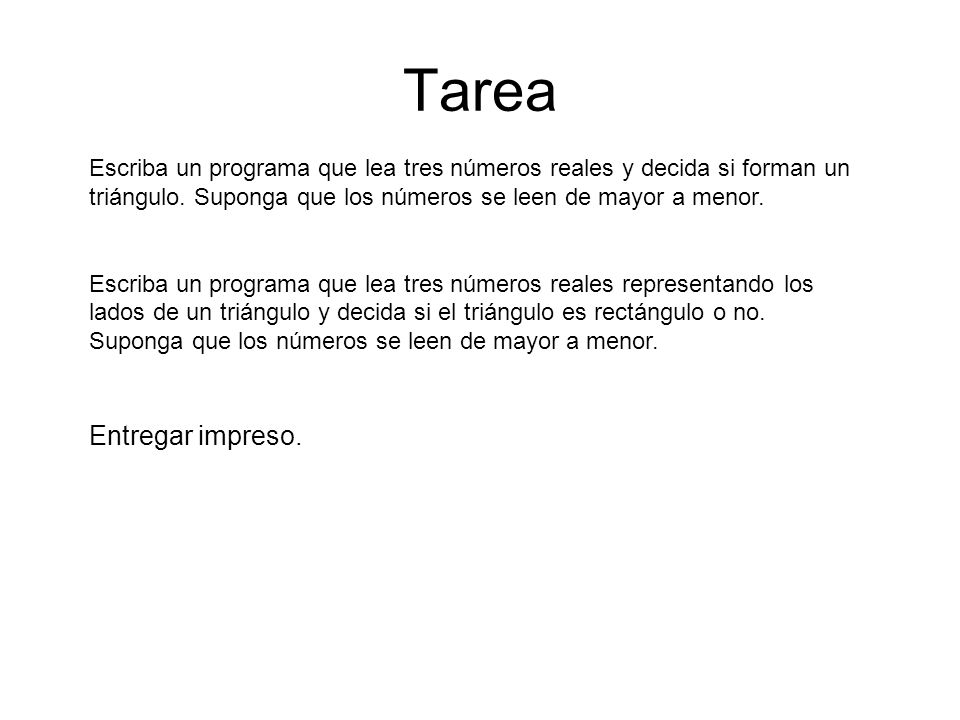 Tarea Entregar impreso.