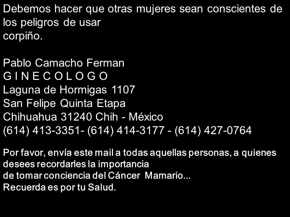 Debemos hacer que otras mujeres sean conscientes de los peligros de usar corpiño.
