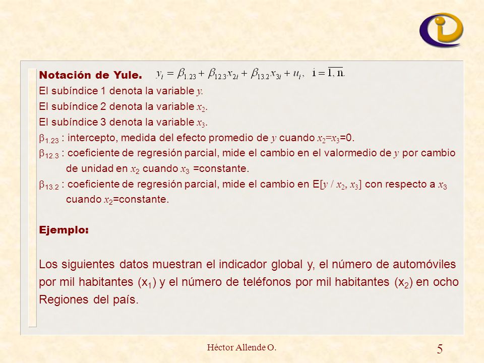 Notación de Yule. El subíndice 1 denota la variable y. El subíndice 2 denota la variable x2. El subíndice 3 denota la variable x3.