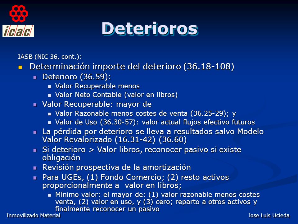 Deterioros Determinación importe del deterioro ( )