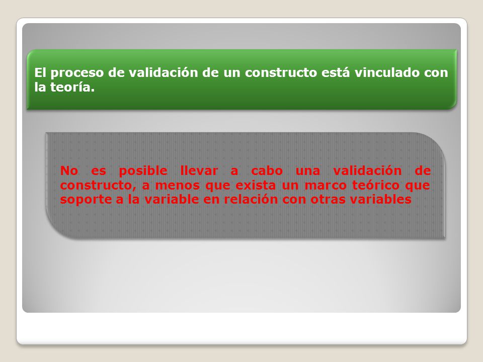 El proceso de validación de un constructo está vinculado con la teoría.