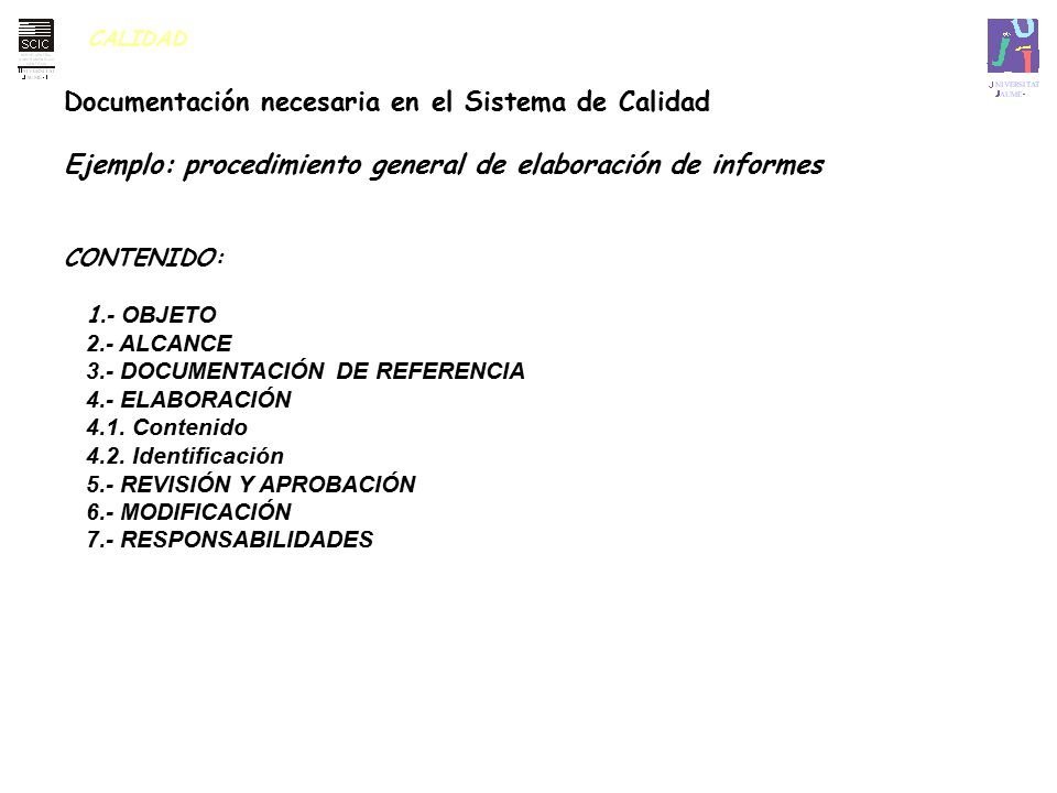 Documentación necesaria en el Sistema de Calidad
