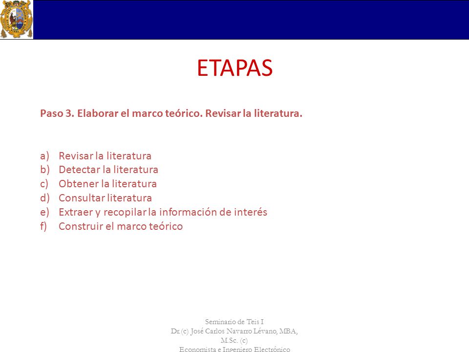 ETAPAS Paso 3. Elaborar el marco teórico. Revisar la literatura.