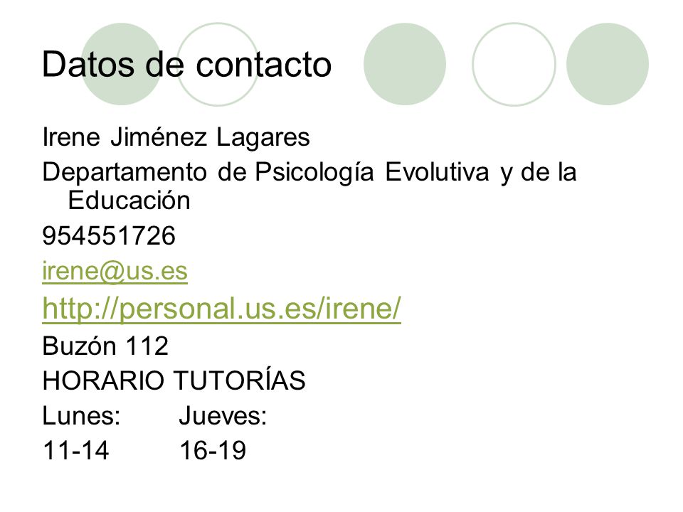 Datos de contacto   Irene Jiménez Lagares