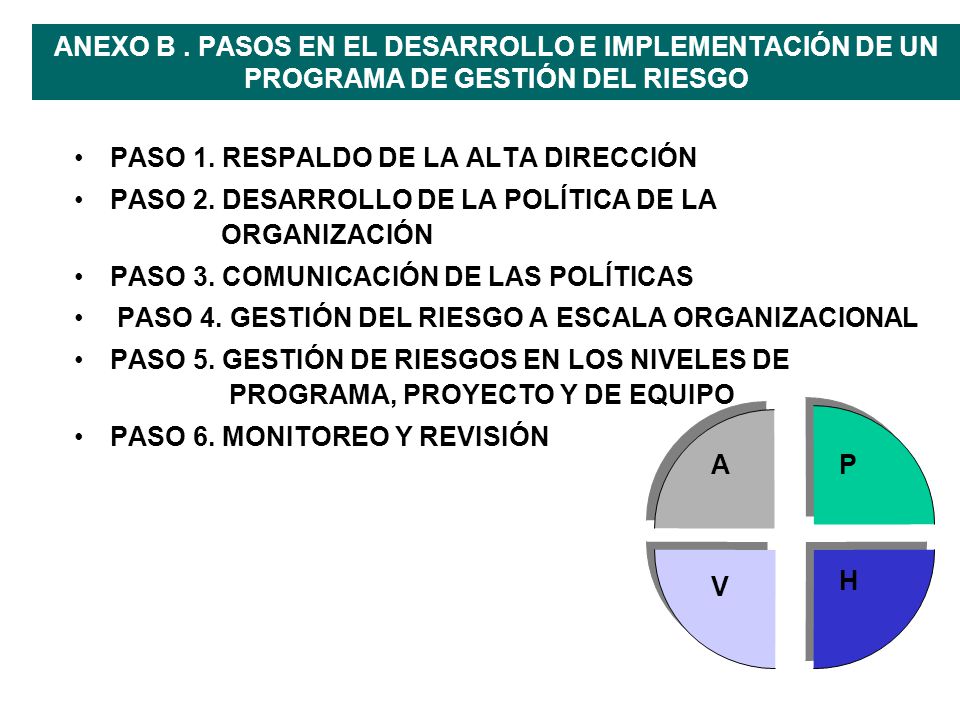 ANEXO B . PASOS EN EL DESARROLLO E IMPLEMENTACIÓN DE UN PROGRAMA DE GESTIÓN DEL RIESGO