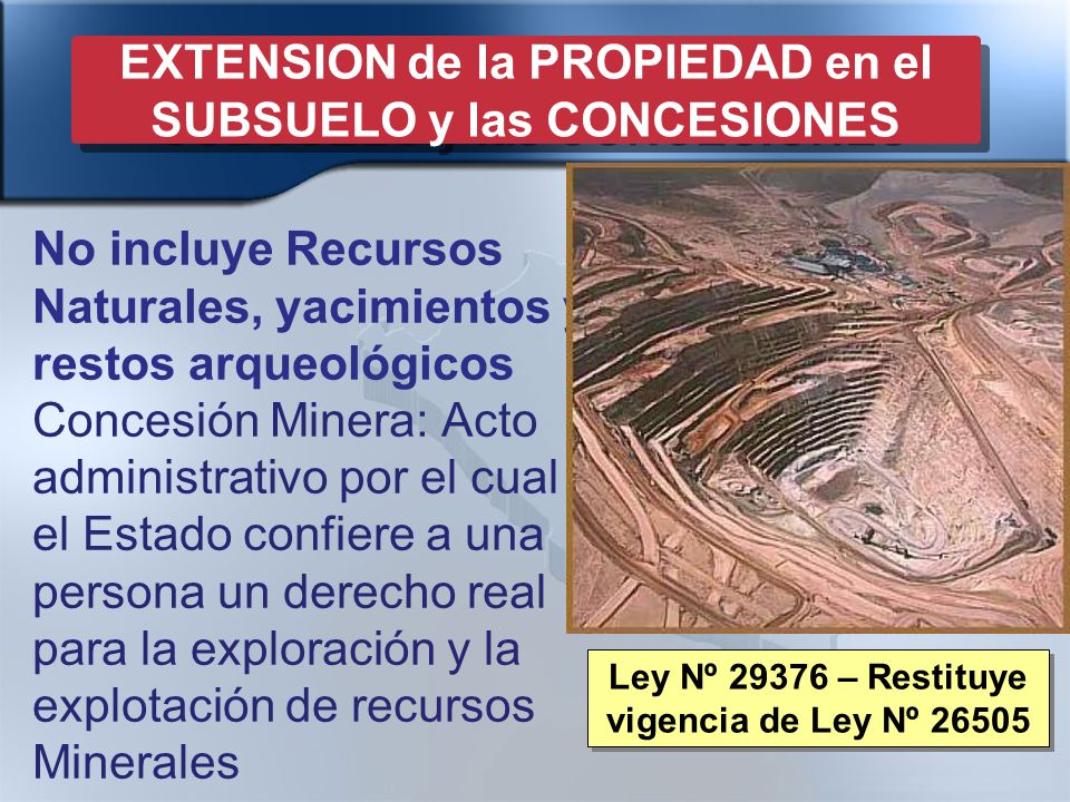 EXTENSION de la PROPIEDAD en el SUBSUELO y las CONCESIONES