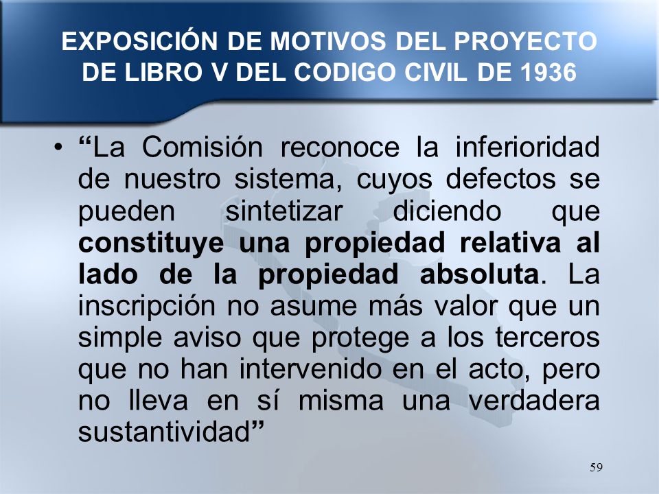 EXPOSICIÓN DE MOTIVOS DEL PROYECTO DE LIBRO V DEL CODIGO CIVIL DE 1936