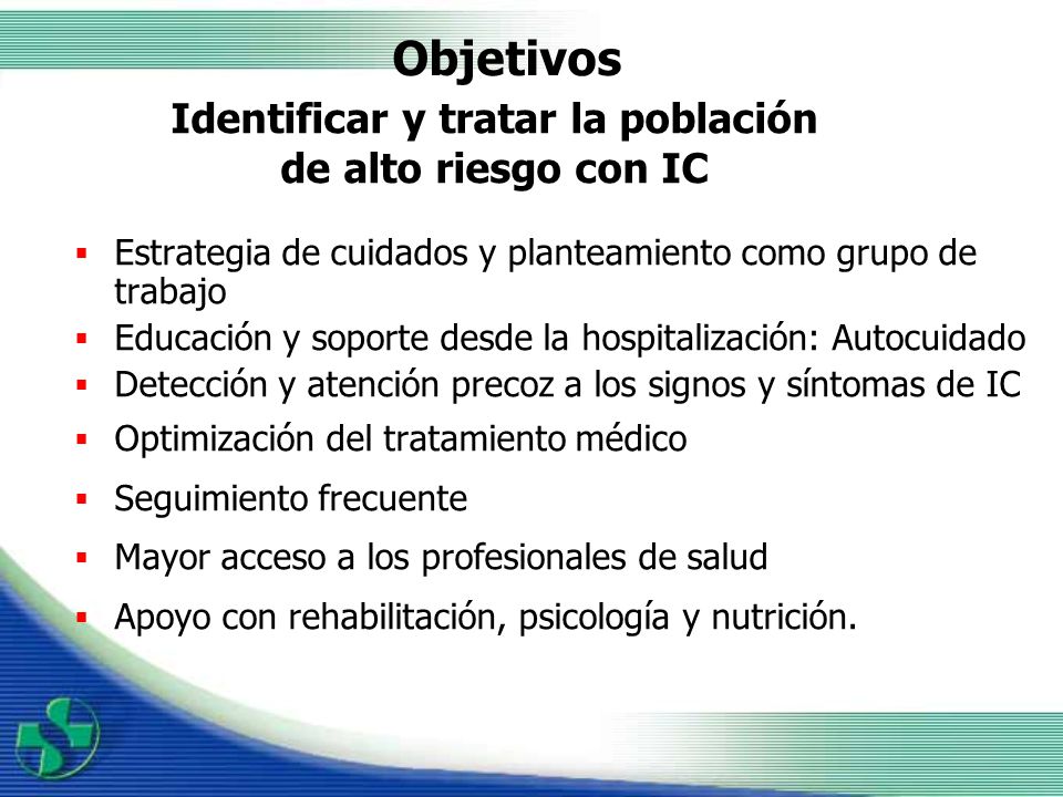 Identificar y tratar la población de alto riesgo con IC