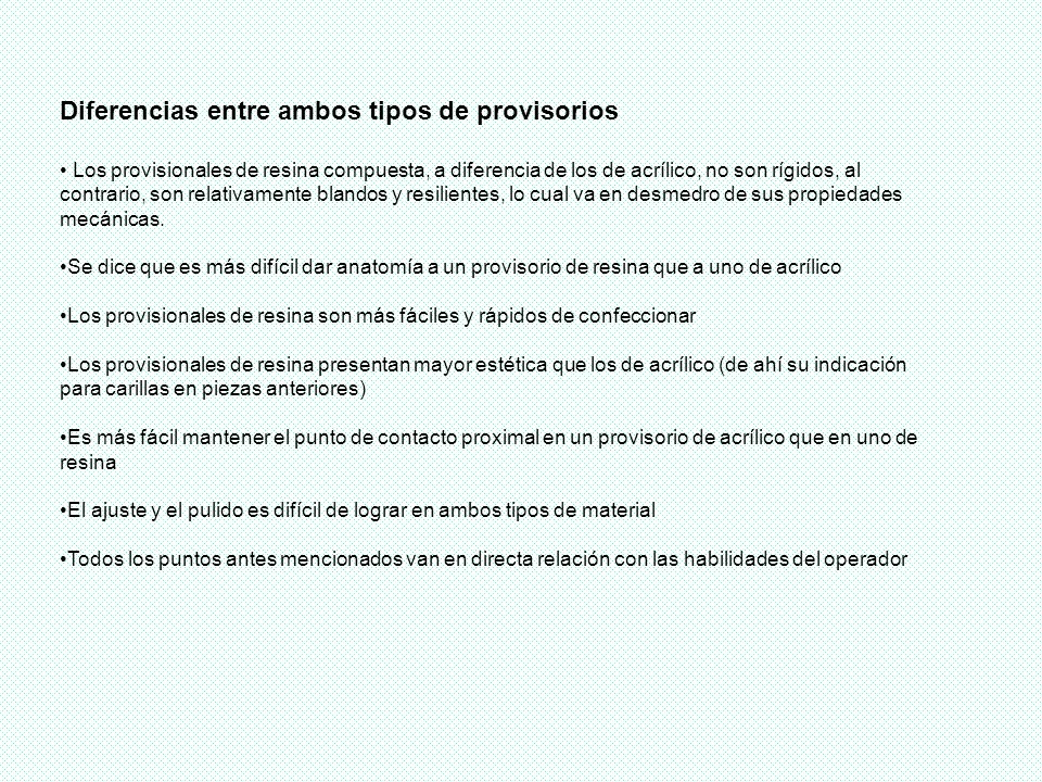 Diferencias entre ambos tipos de provisorios
