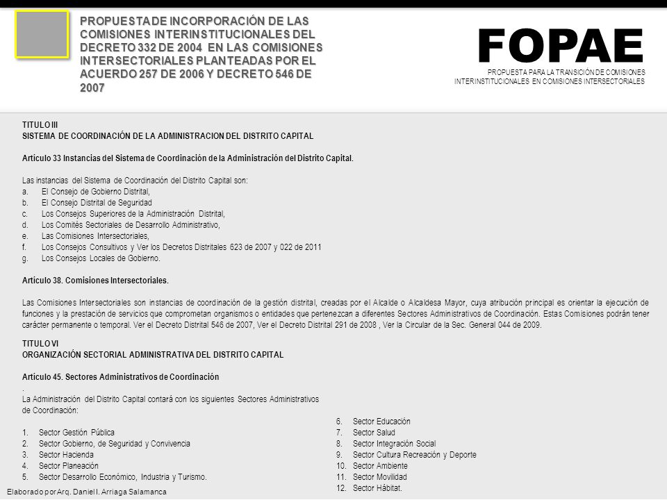 PROPUESTA DE INCORPORACIÓN DE LAS COMISIONES INTERINSTITUCIONALES DEL DECRETO 332 DE 2004 EN LAS COMISIONES INTERSECTORIALES PLANTEADAS POR EL ACUERDO 257 DE 2006 Y DECRETO 546 DE 2007