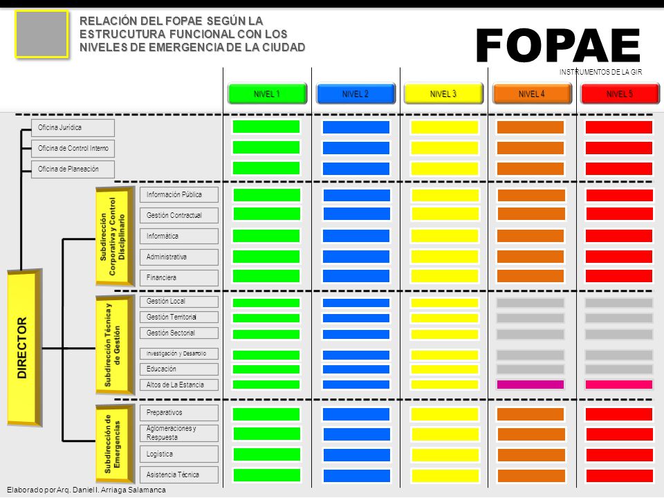 RELACIÓN DEL FOPAE SEGÚN LA ESTRUCUTURA FUNCIONAL CON LOS NIVELES DE EMERGENCIA DE LA CIUDAD