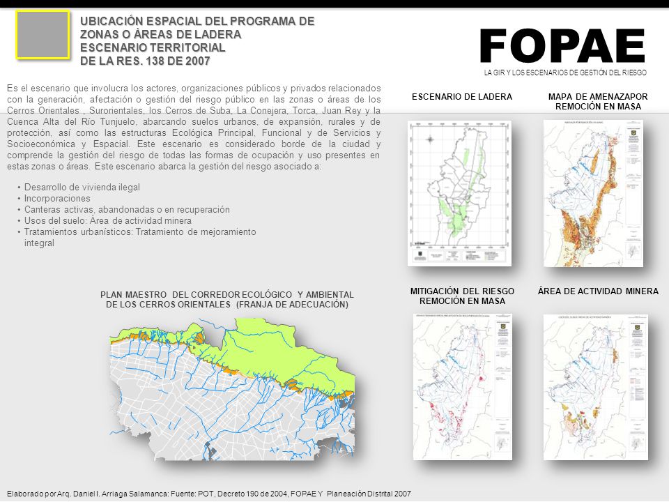 FOPAE UBICACIÓN ESPACIAL DEL PROGRAMA DE ZONAS O ÁREAS DE LADERA