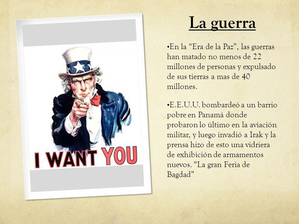 La guerra En la Era de la Paz , las guerras han matado no menos de 22 millones de personas y expulsado de sus tierras a mas de 40 millones.
