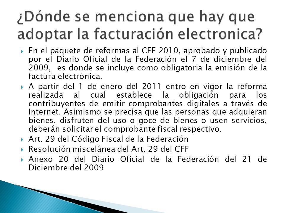 ¿Dónde se menciona que hay que adoptar la facturación electronica