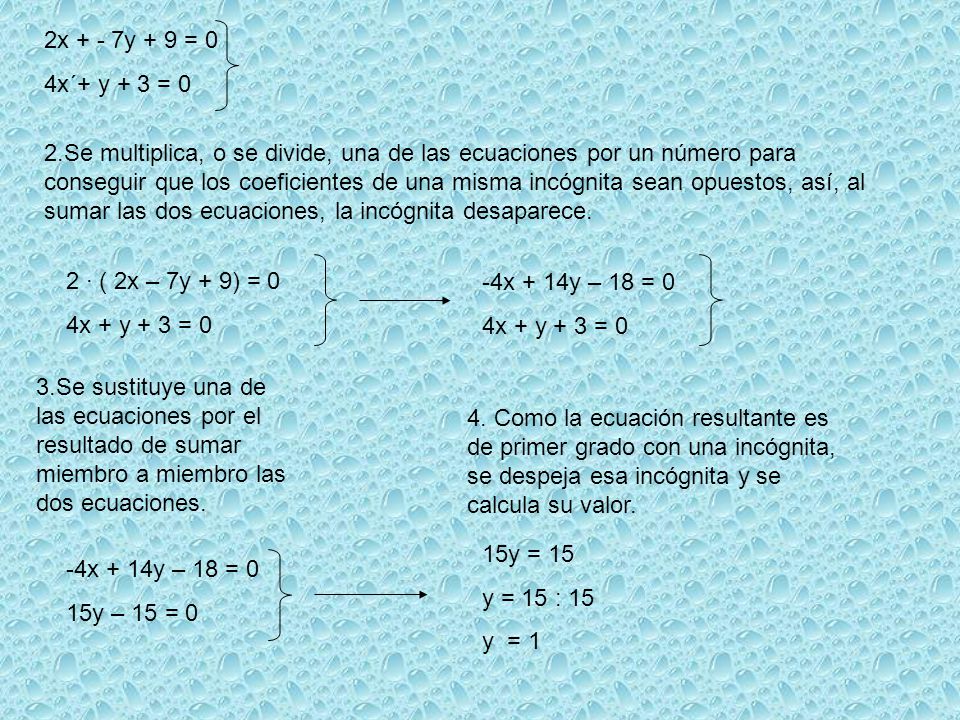 2x + - 7y + 9 = 0 4x´+ y + 3 = 0.