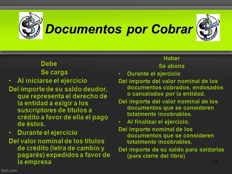 Documentos por Cobrar Se carga Al iniciarse el ejercicio