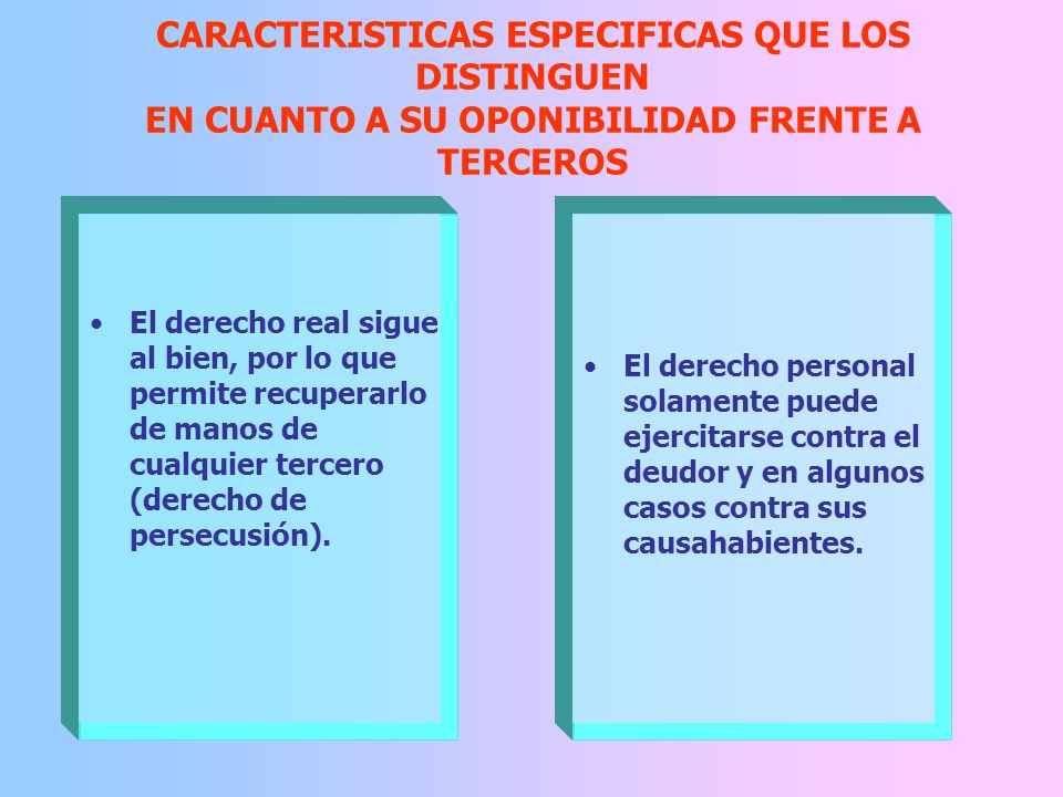 CARACTERISTICAS ESPECIFICAS QUE LOS DISTINGUEN EN CUANTO A SU OPONIBILIDAD FRENTE A TERCEROS