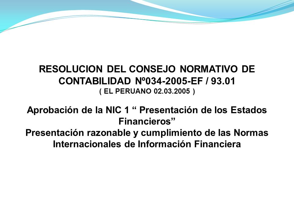 RESOLUCION DEL CONSEJO NORMATIVO DE CONTABILIDAD Nº EF / 93.01
