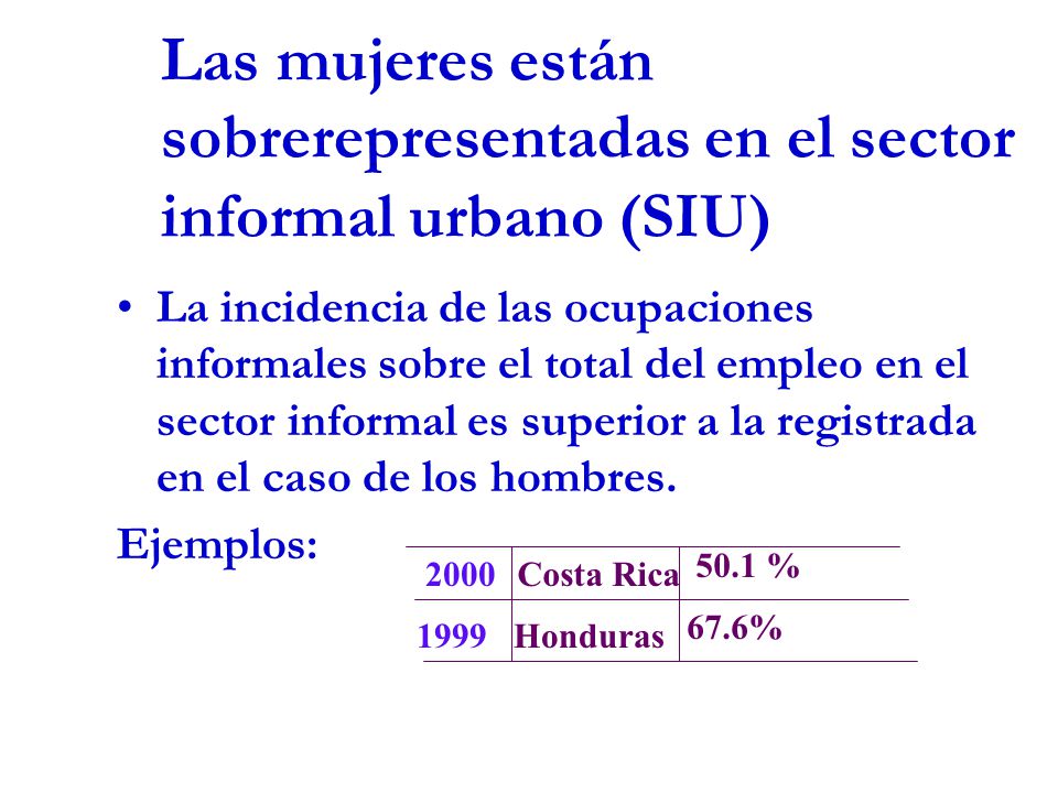 Las mujeres están sobrerepresentadas en el sector informal urbano (SIU)