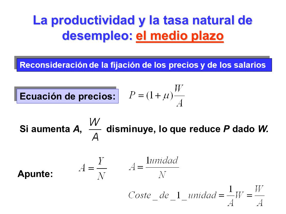 La productividad y la tasa natural de desempleo: el medio plazo