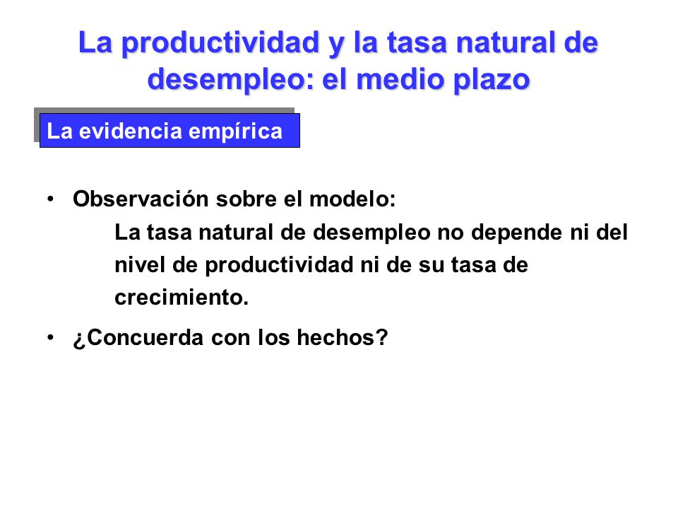 La productividad y la tasa natural de desempleo: el medio plazo