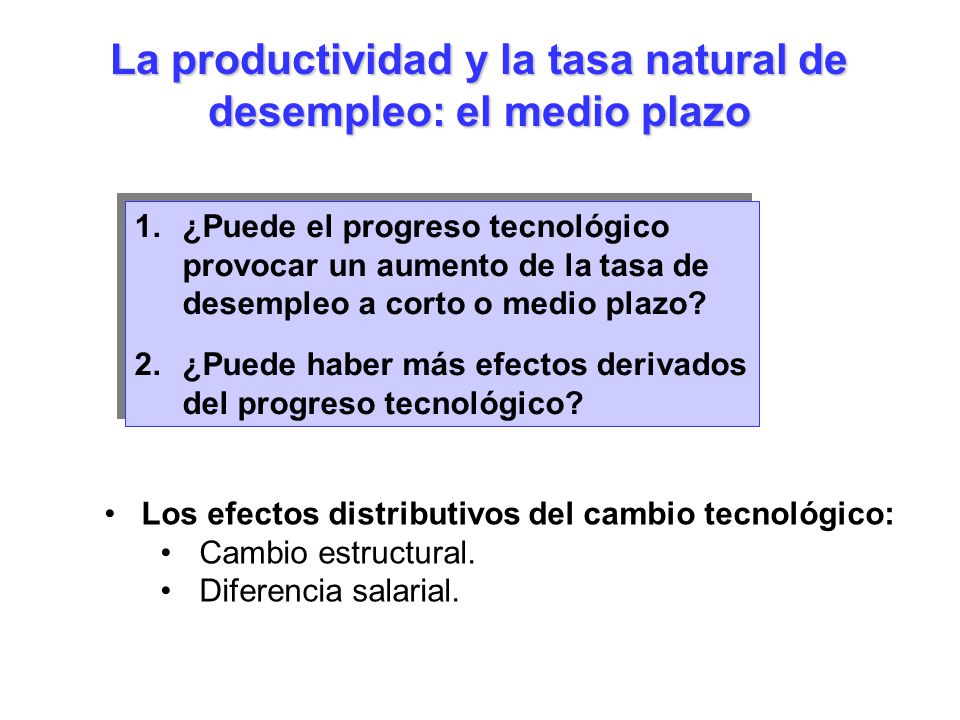 La productividad y la tasa natural de desempleo: el medio plazo