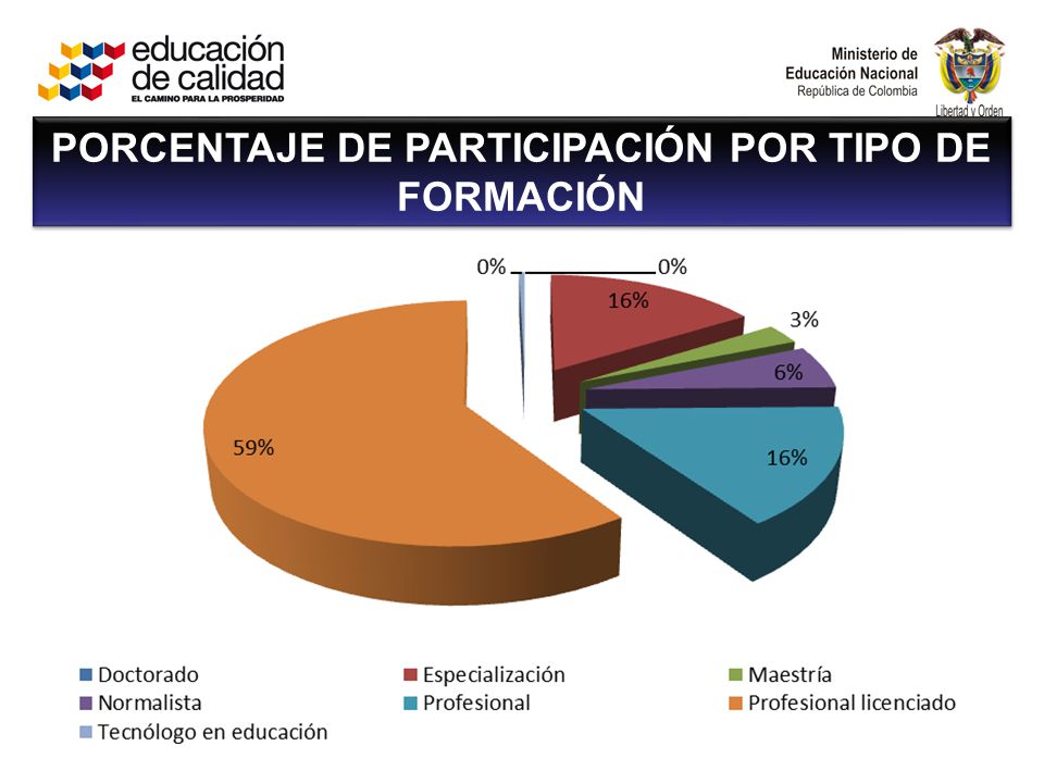 PORCENTAJE DE PARTICIPACIÓN POR TIPO DE FORMACIÓN