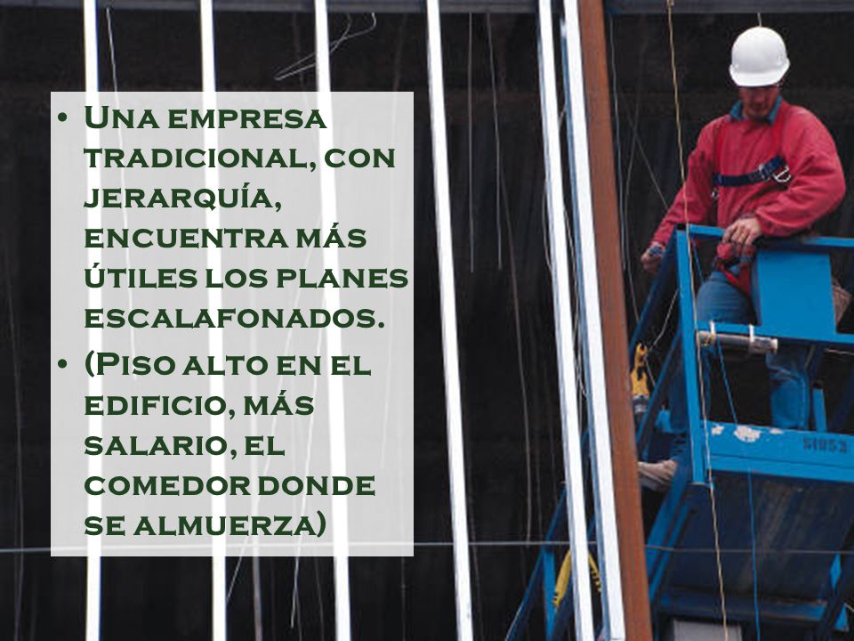 Una empresa tradicional, con jerarquía, encuentra más útiles los planes escalafonados.