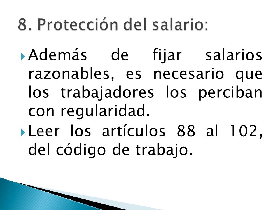 8. Protección del salario: