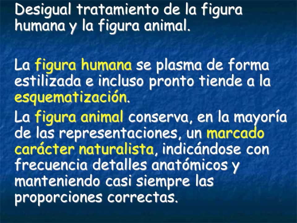 Desigual tratamiento de la figura humana y la figura animal.